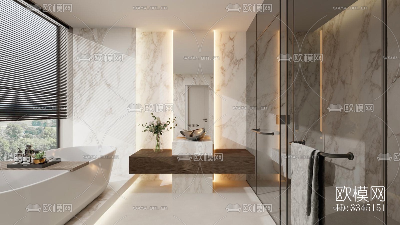 现代卫生间效果图下载（渲染图8）