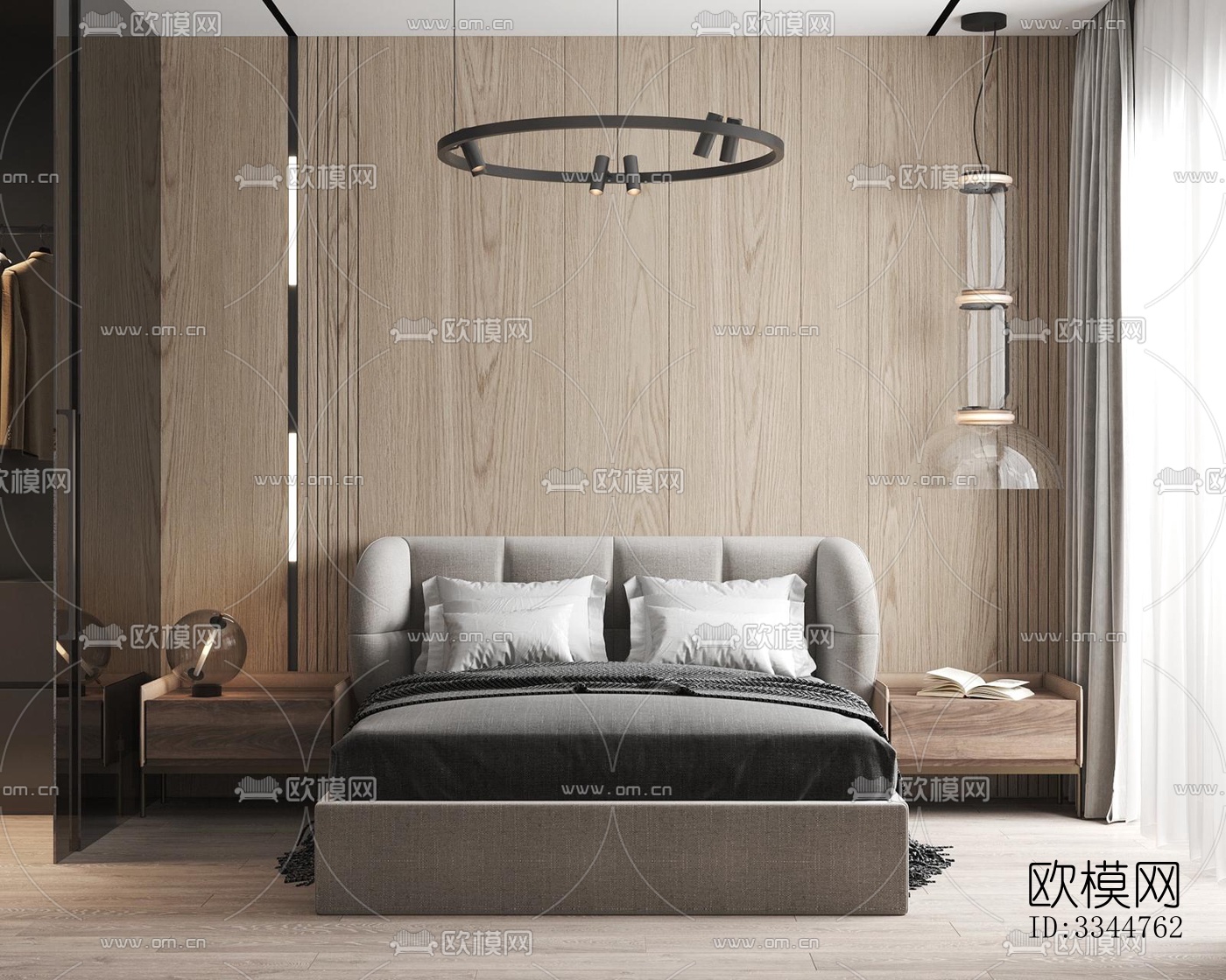 现代卧室效果图下载（渲染图1）