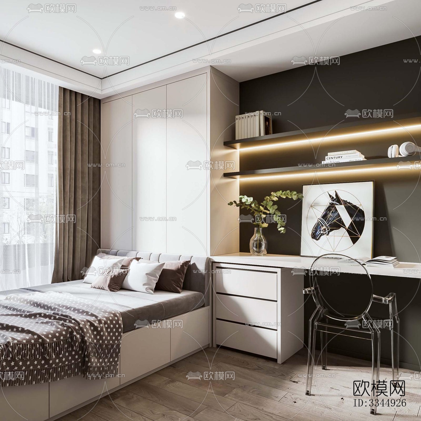现代卧室效果图下载（渲染图4）