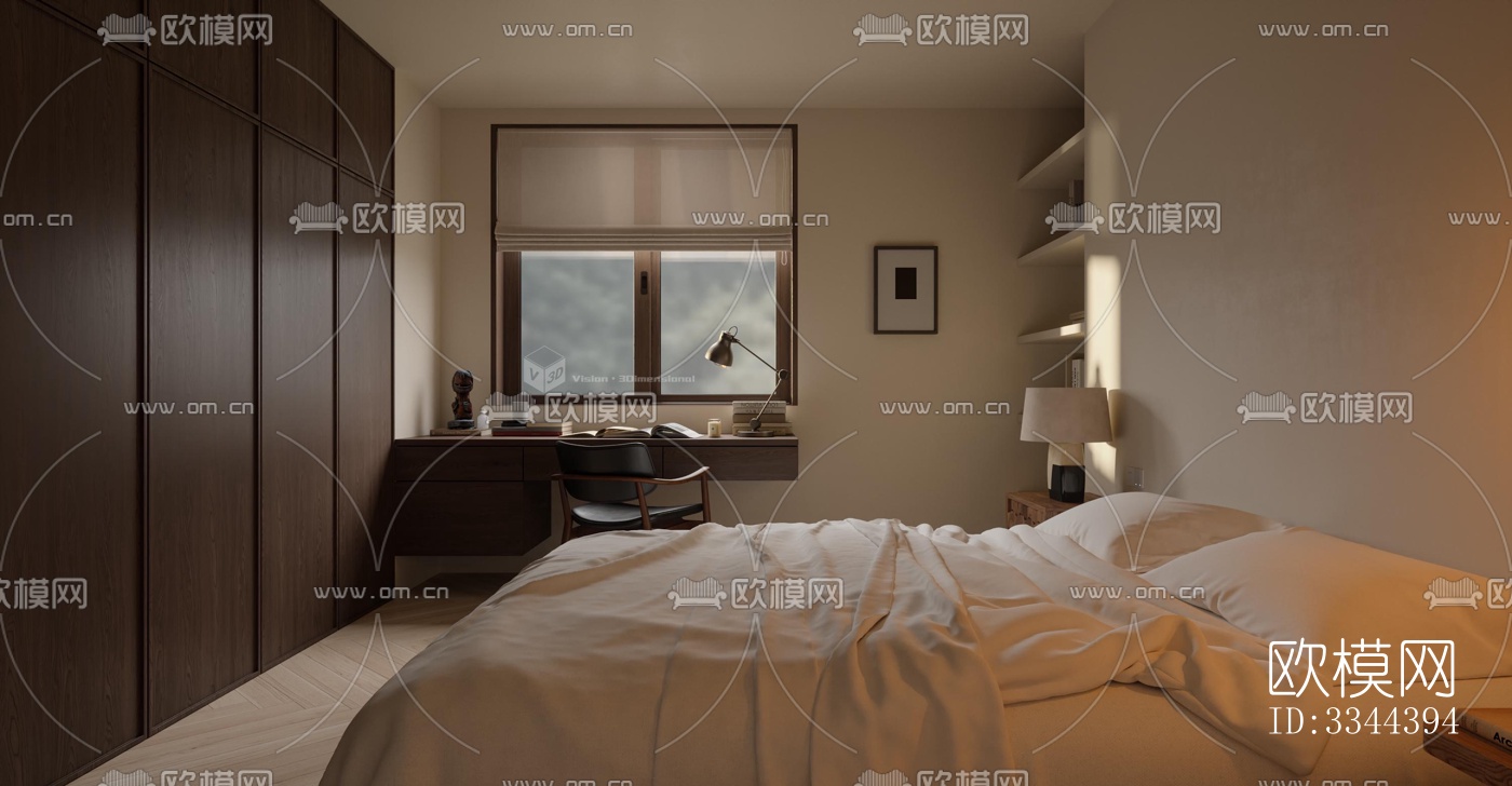 现代卧室效果图下载（渲染图1）