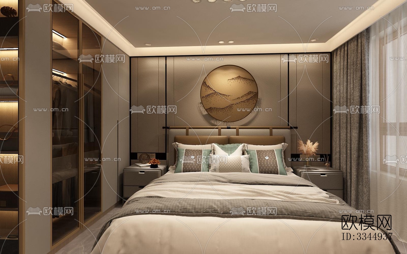 现代卧室效果图下载（渲染图1）