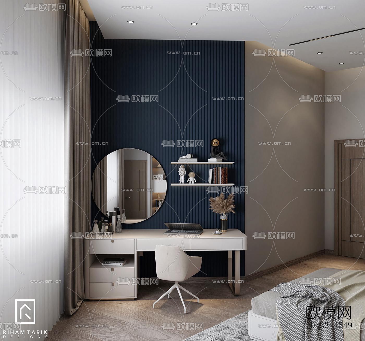 现代卧室效果图下载（渲染图6）