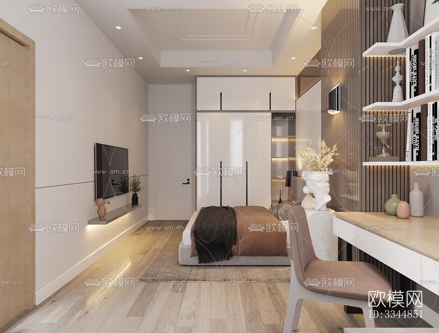 现代卧室效果图下载（渲染图5）