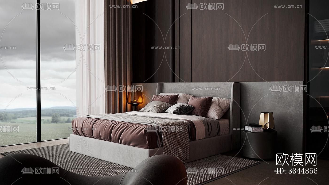 现代卧室效果图下载（渲染图4）