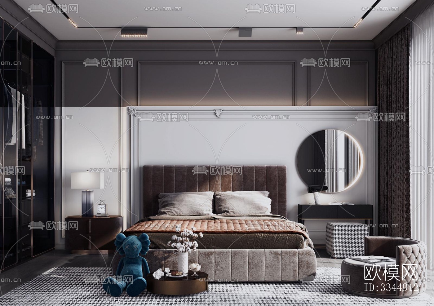 现代卧室效果图下载（渲染图9）