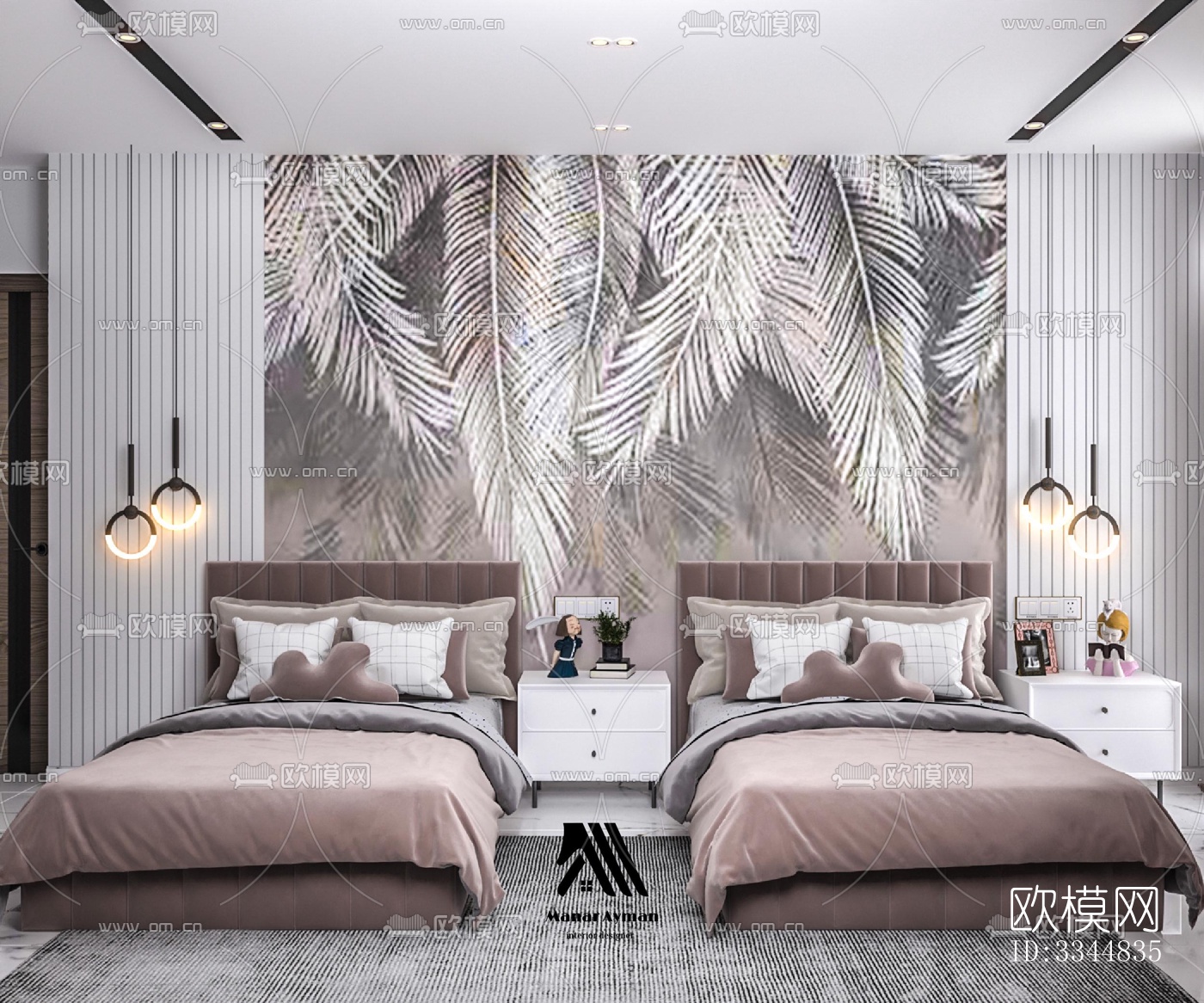 现代卧室效果图下载（渲染图1）