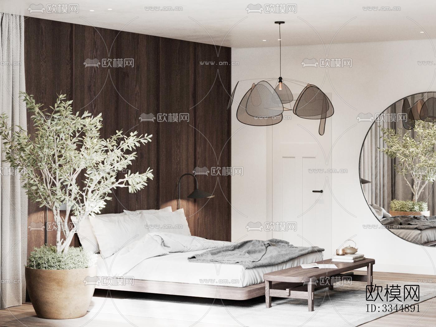 现代卧室效果图下载（渲染图9）