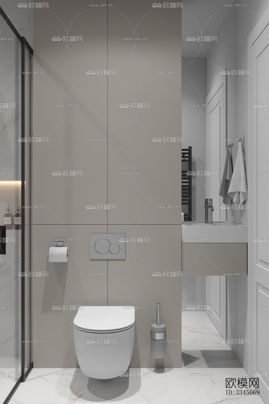 现代卫生间效果图下载（渲染图2）