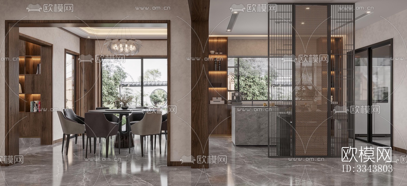 新中式别墅效果图下载（渲染图10）