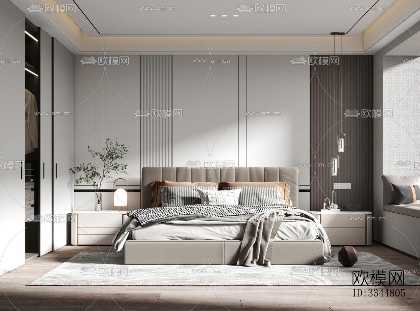 现代卧室效果图下载（渲染图7）