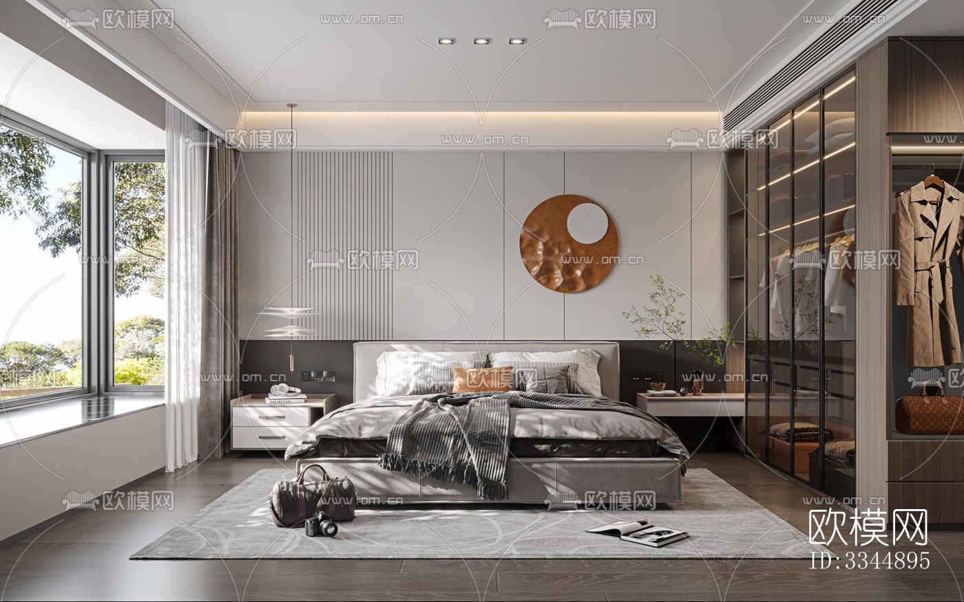 现代卧室效果图下载（渲染图3）