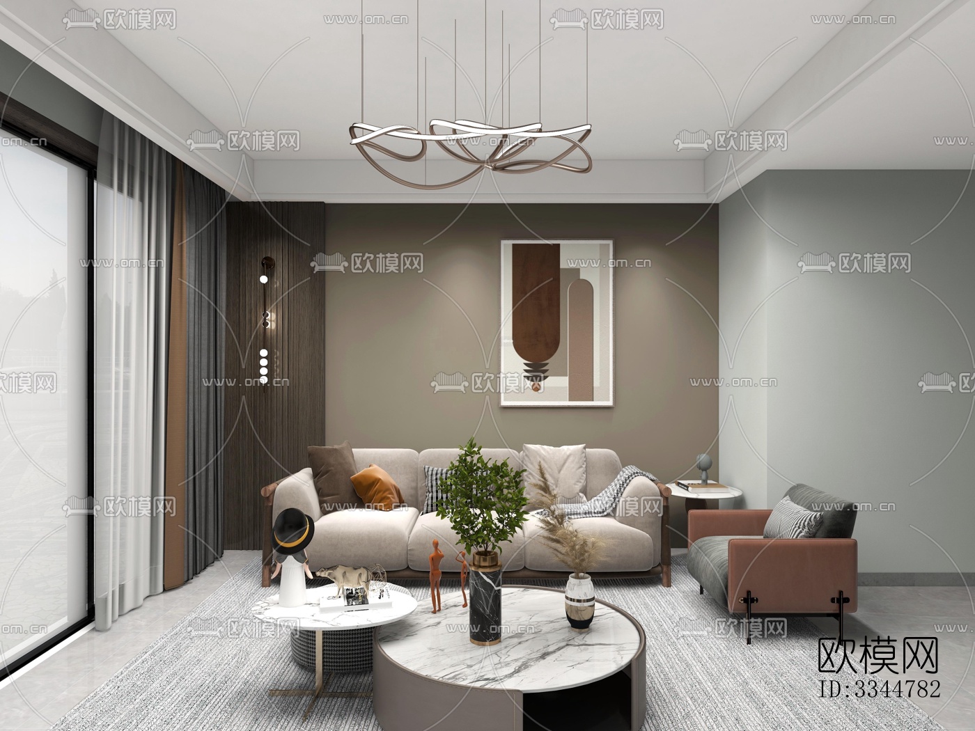 现代卧室效果图下载（渲染图1）