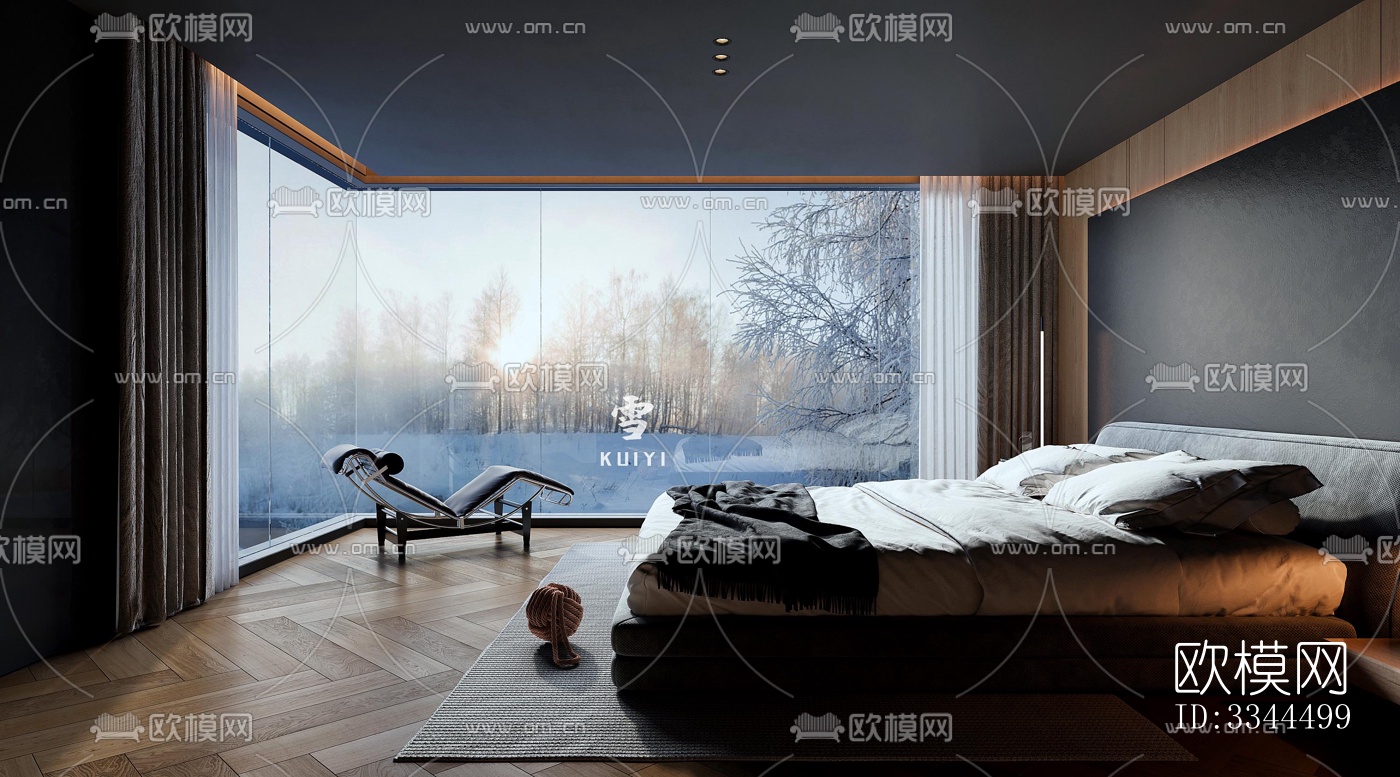 现代卧室效果图下载（渲染图11）