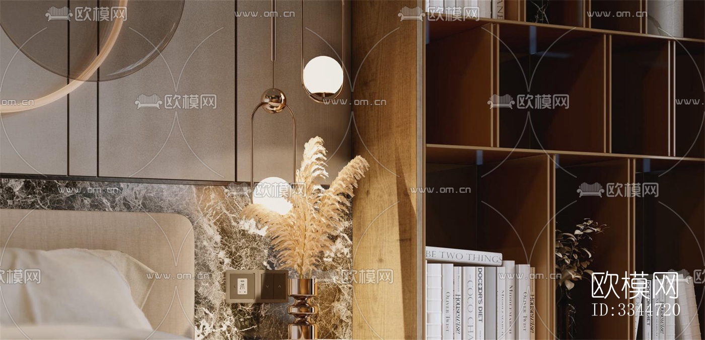 现代卧室效果图下载（渲染图4）