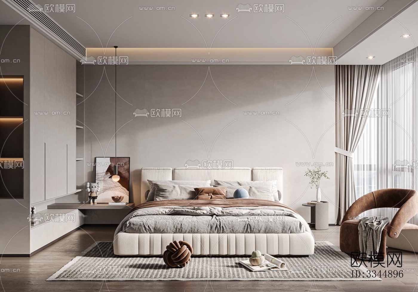 现代卧室效果图下载（渲染图7）