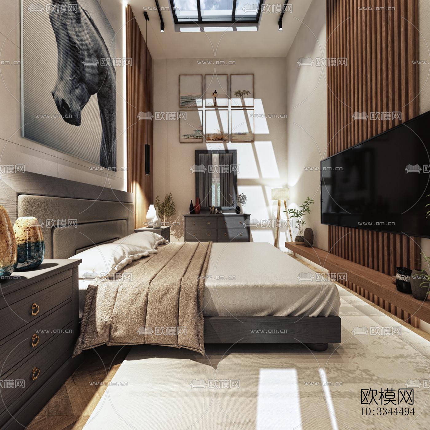 现代卧室效果图下载（渲染图3）