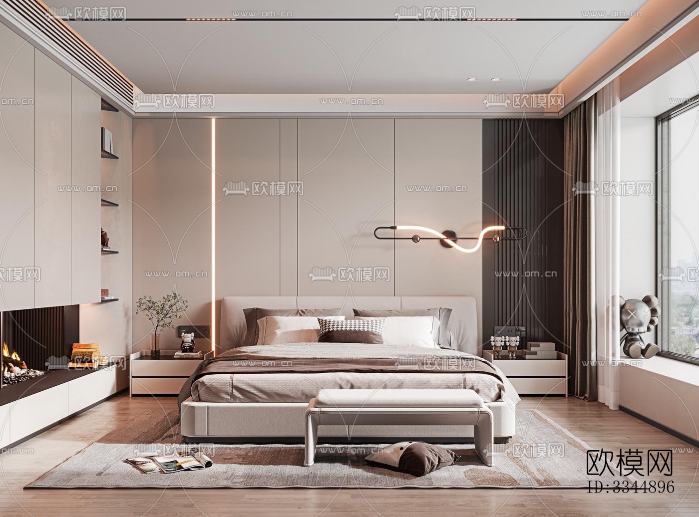 现代卧室效果图下载（渲染图16）