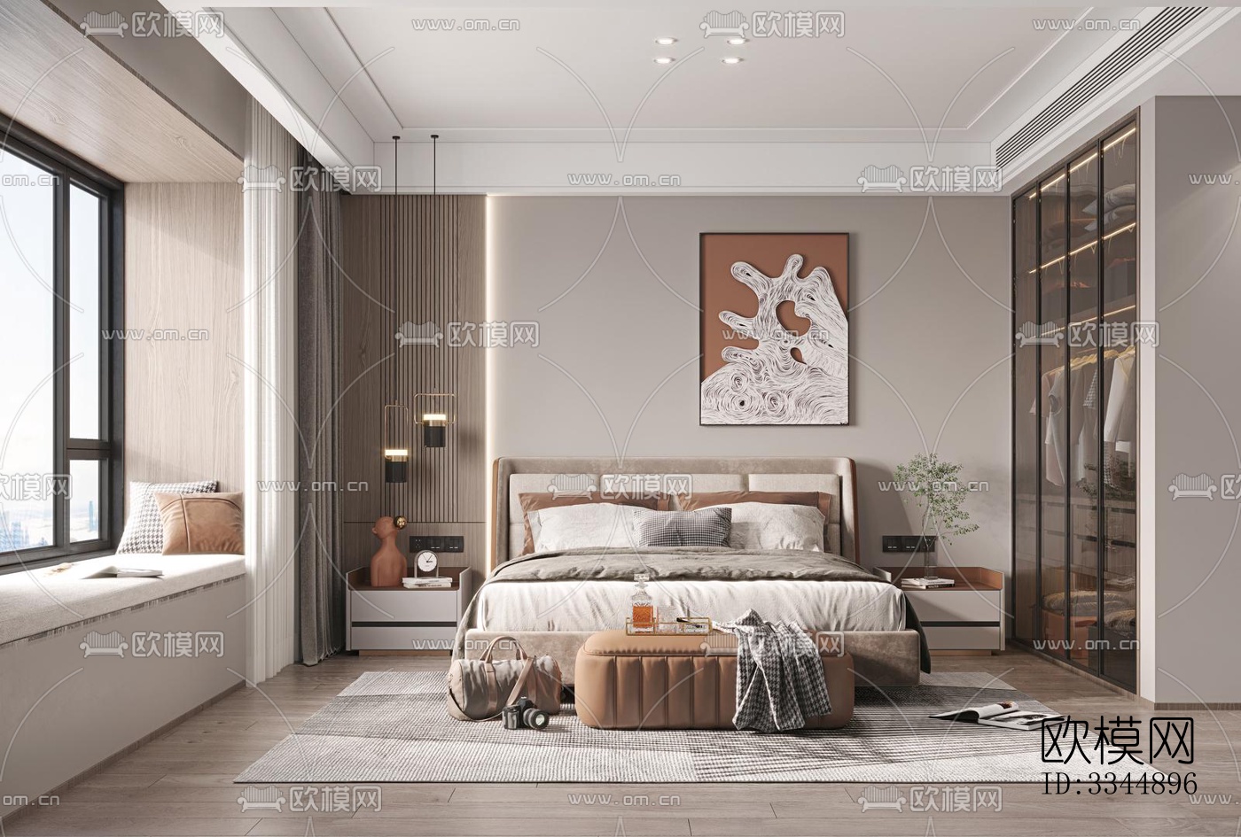 现代卧室效果图下载（渲染图2）