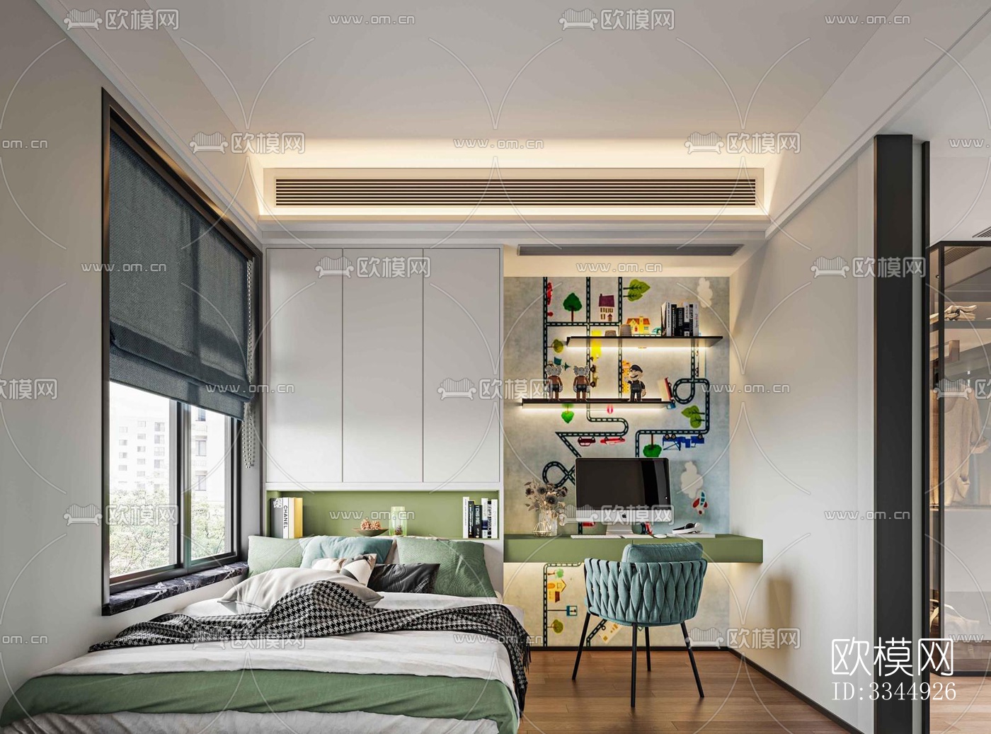 现代卧室效果图下载（渲染图14）