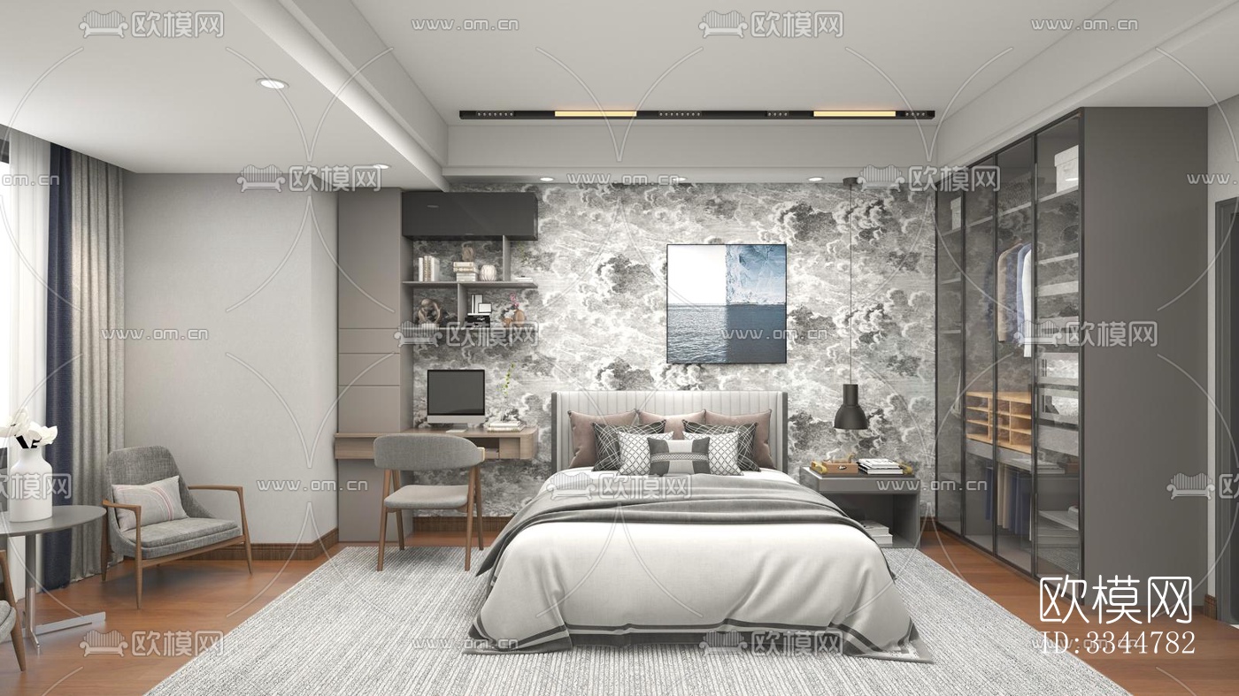 现代卧室效果图下载（渲染图2）