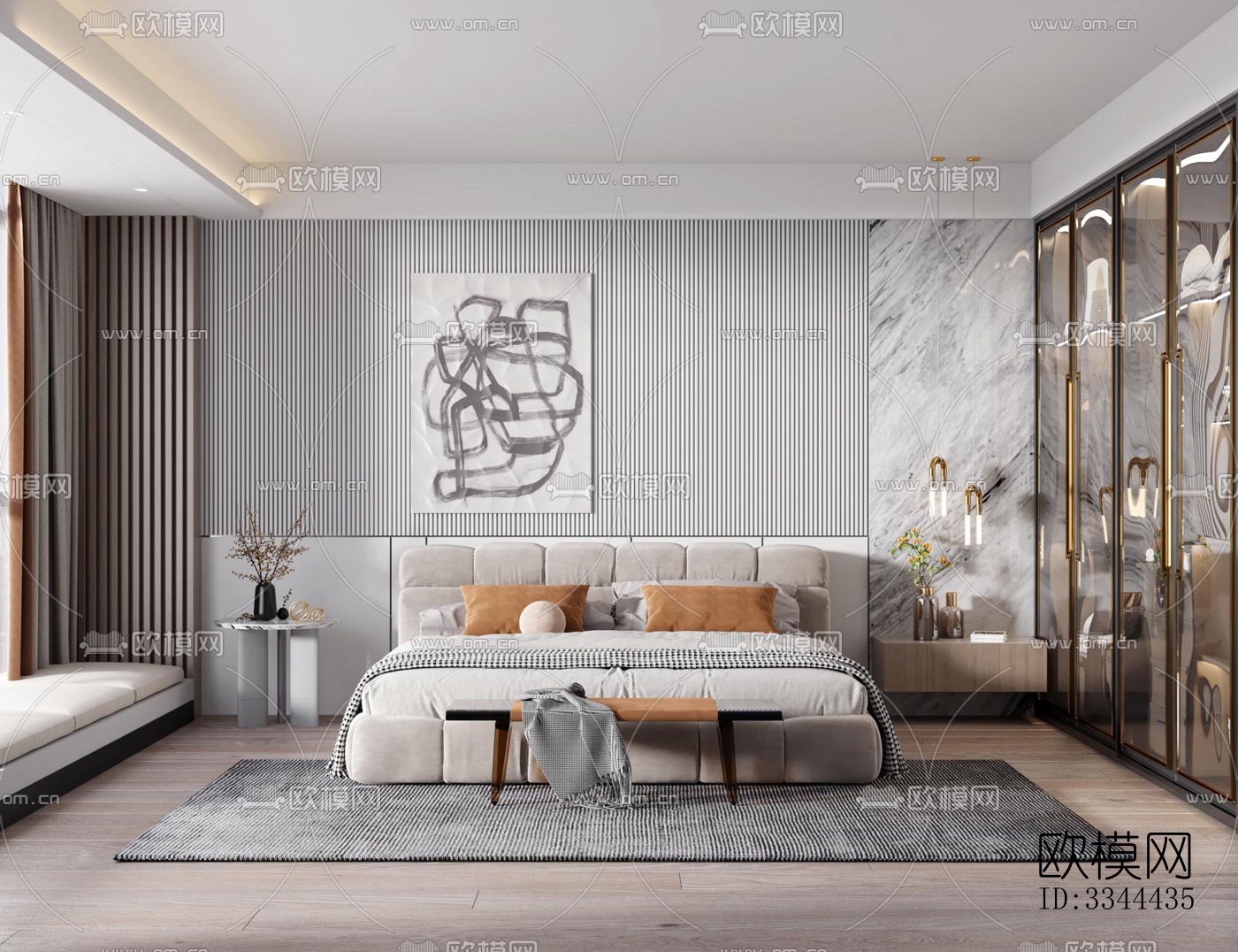 现代卧室效果图下载（渲染图12）