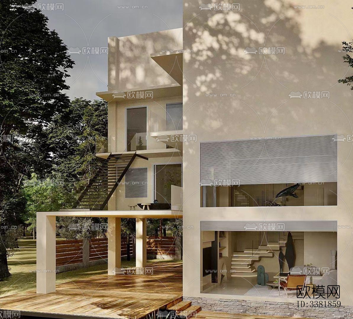 现代别墅效果图下载（渲染图1）