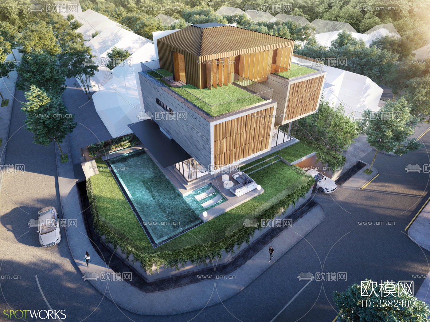 现代别墅效果图下载（渲染图1）