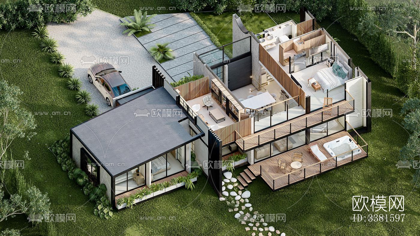 现代别墅效果图下载（渲染图10）