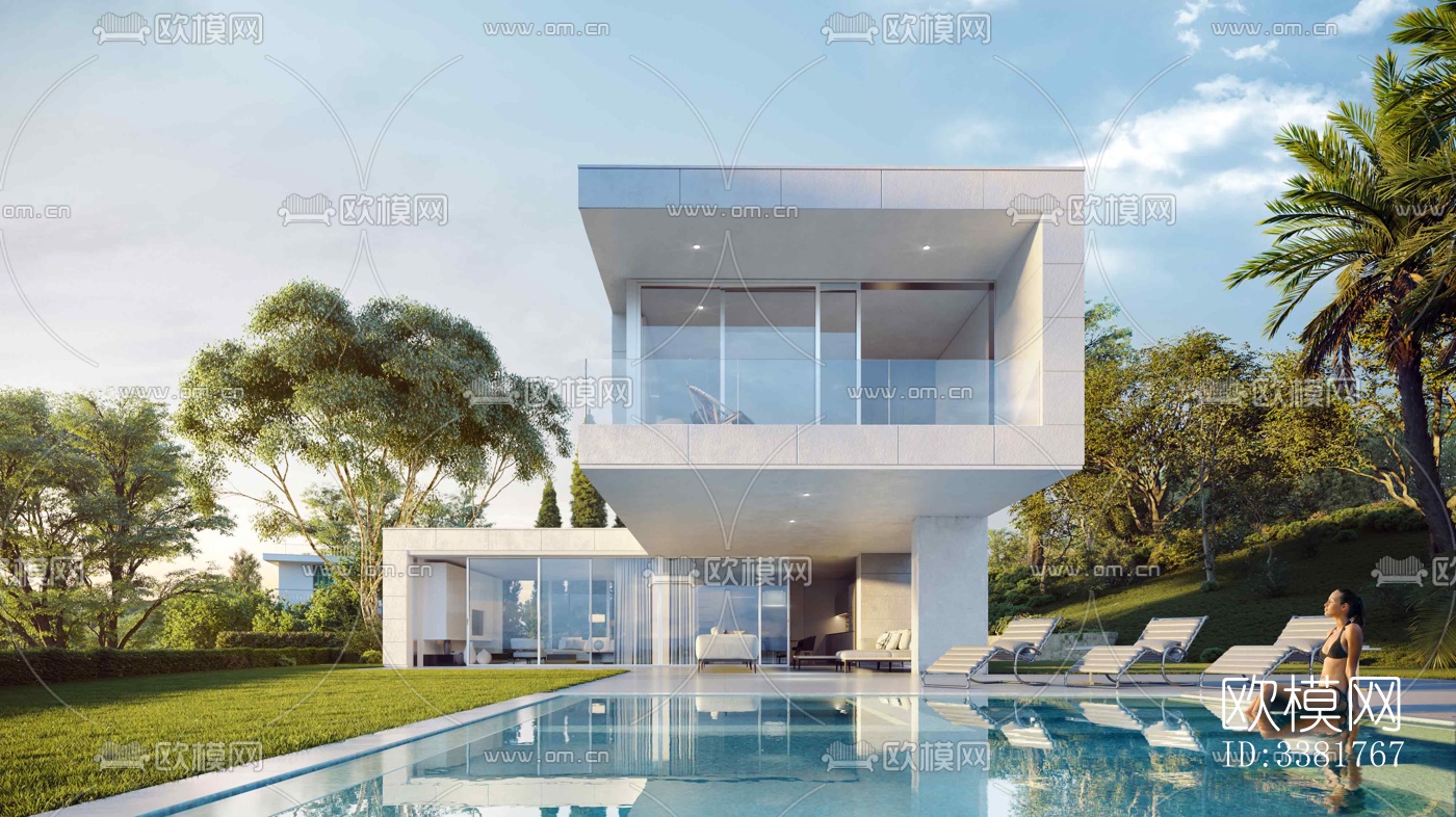 现代别墅效果图下载（渲染图1）