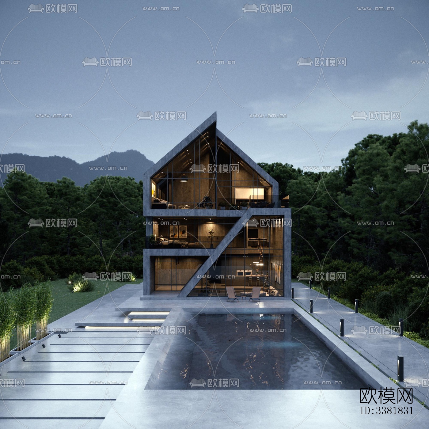 现代别墅效果图下载（渲染图2）