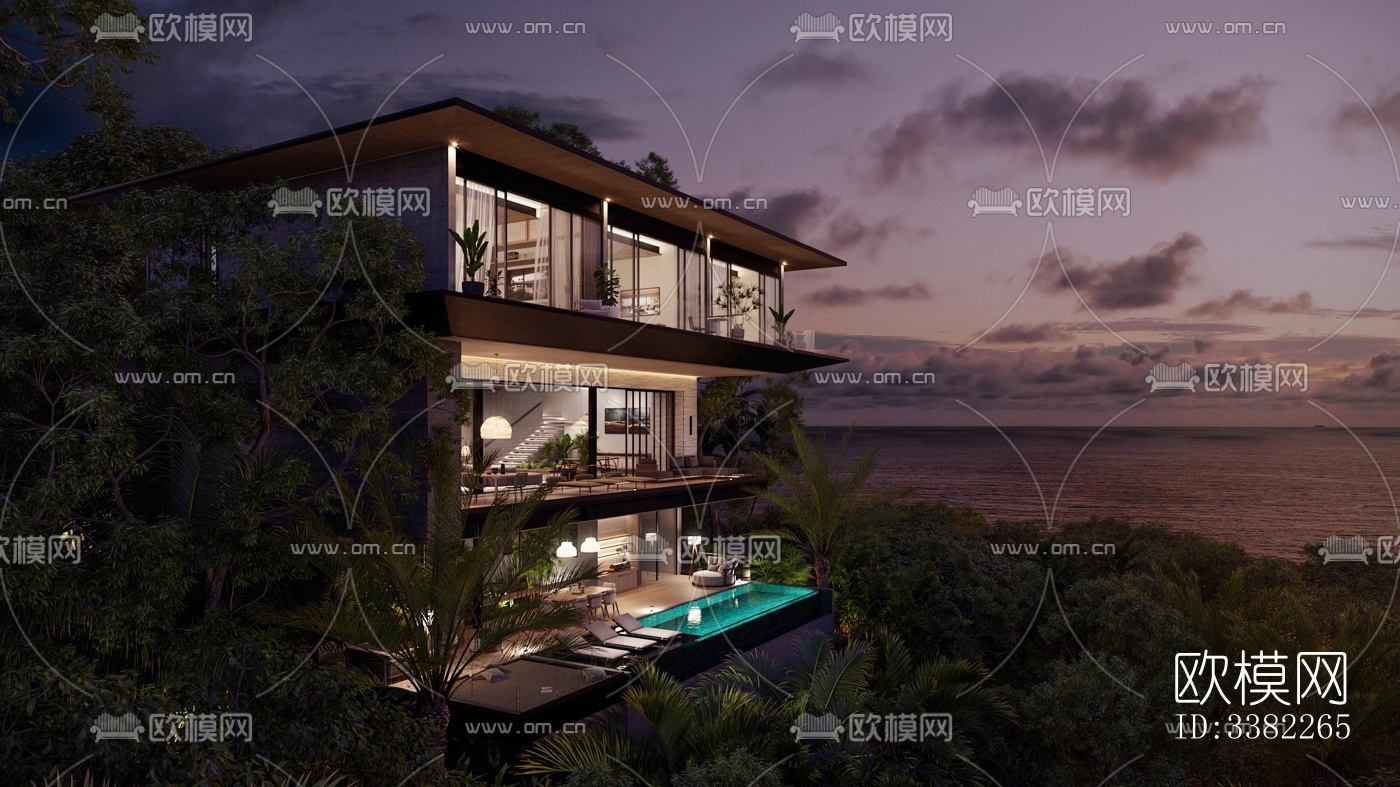 现代别墅效果图下载（渲染图1）