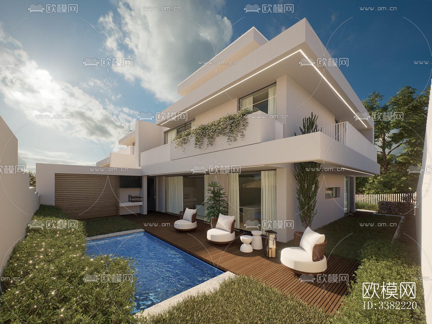 现代别墅效果图下载（渲染图3）