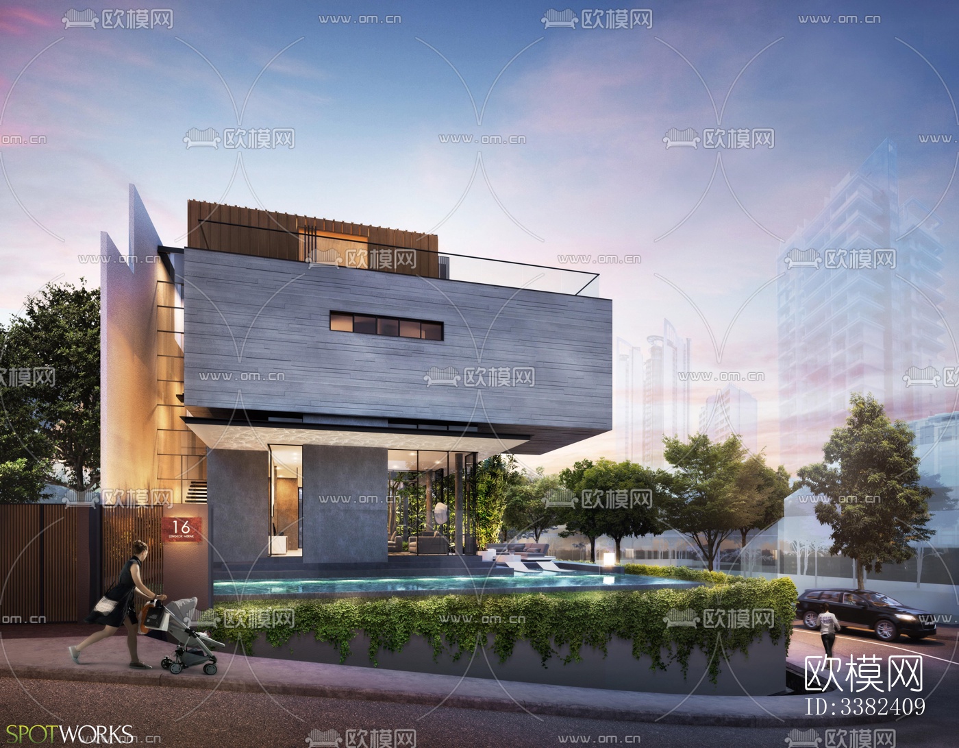 现代别墅效果图下载（渲染图8）