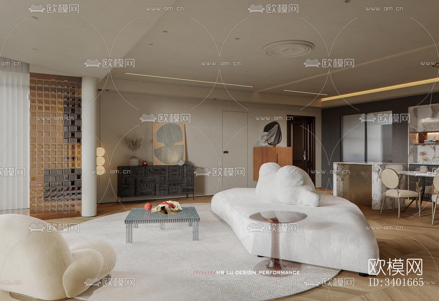 现代大平层效果图下载（渲染图18）