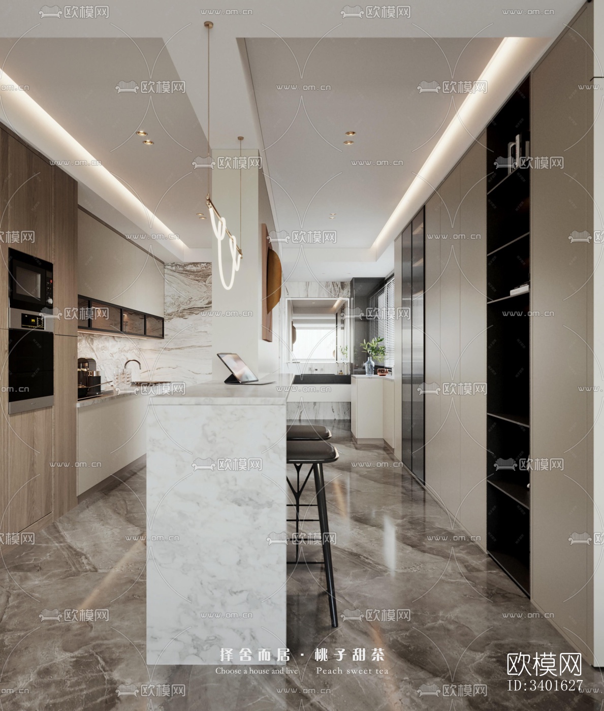 现代大平层效果图下载（渲染图4）