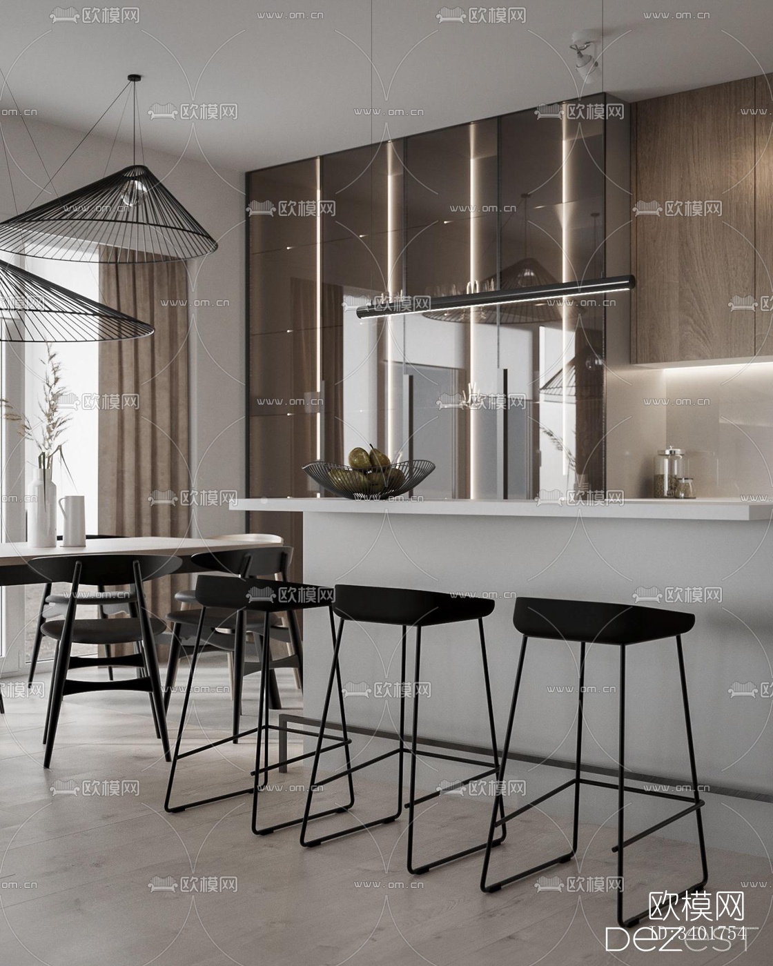 现代大平层效果图下载（渲染图5）