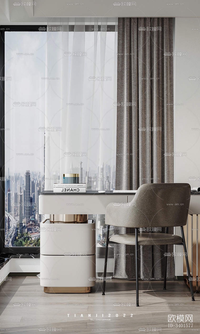 现代大平层效果图下载（渲染图8）