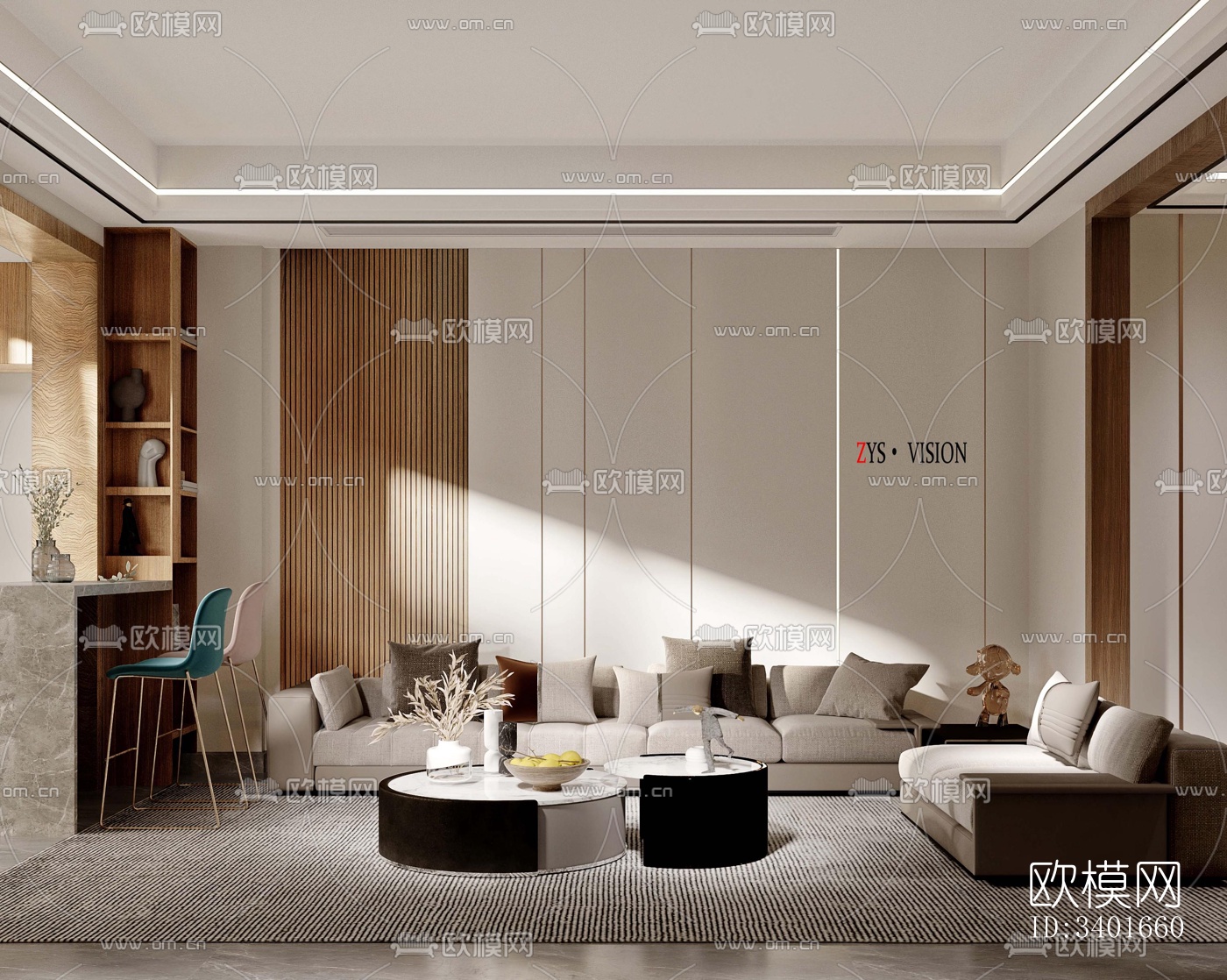 现代大平层效果图下载（渲染图11）