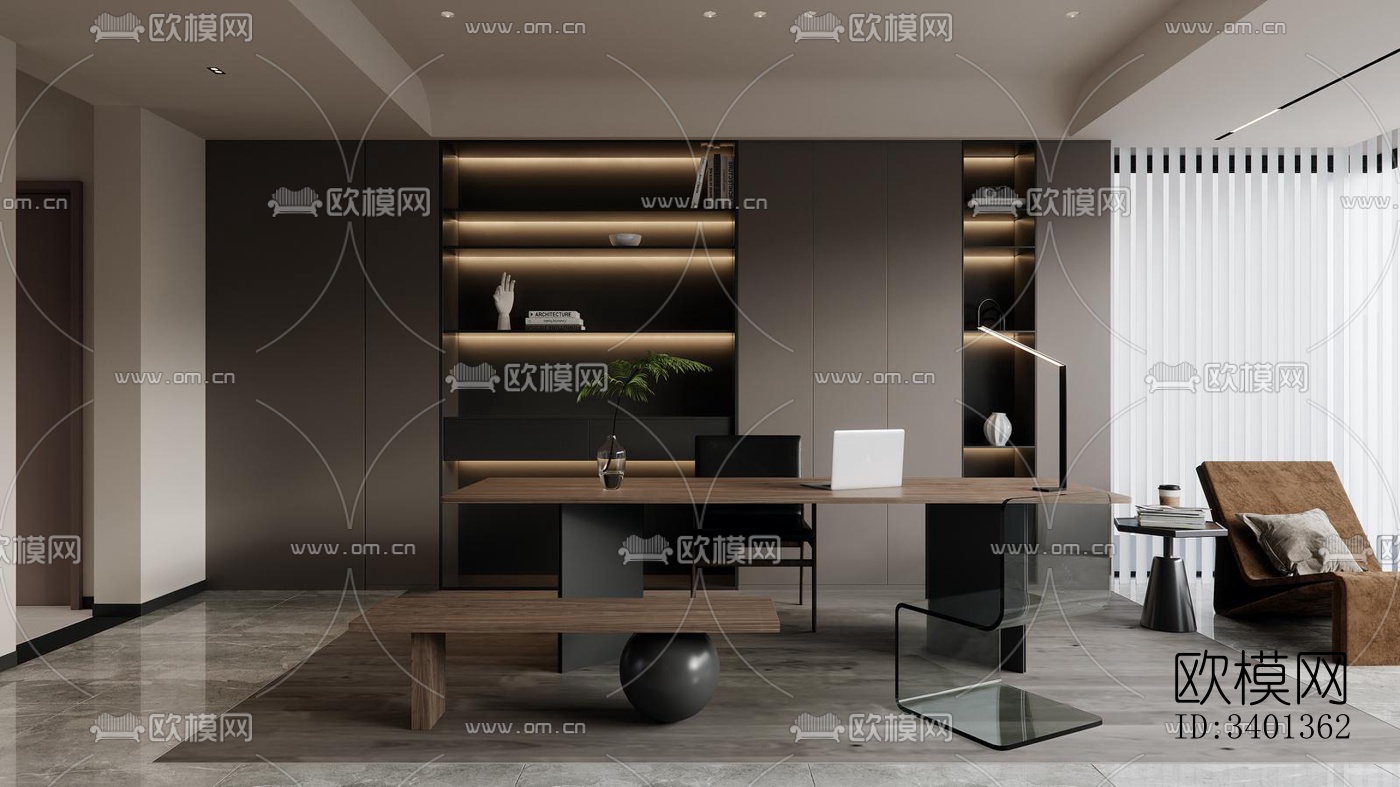 现代大平层效果图下载（渲染图2）