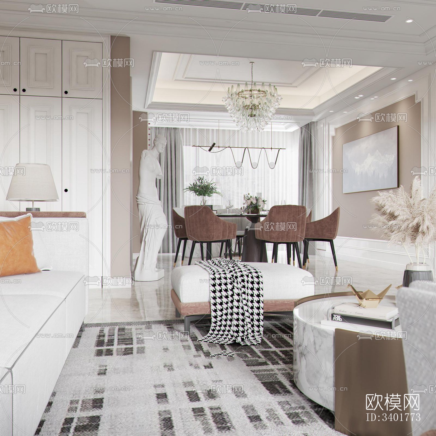 现代大平层效果图下载（渲染图5）