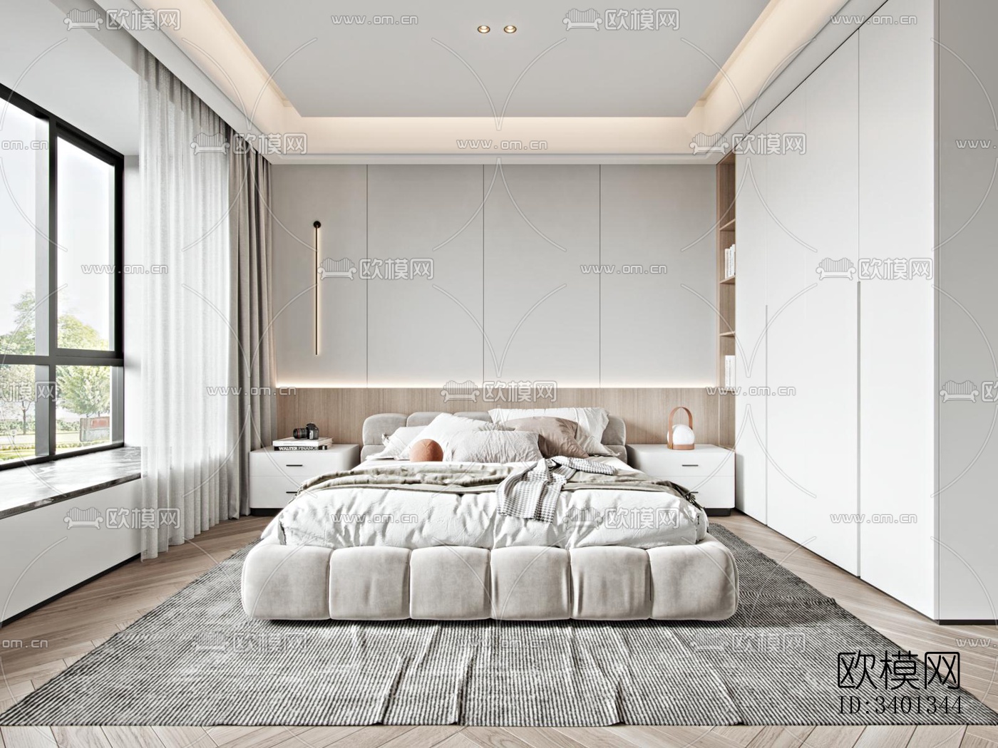 现代大平层效果图下载（渲染图1）