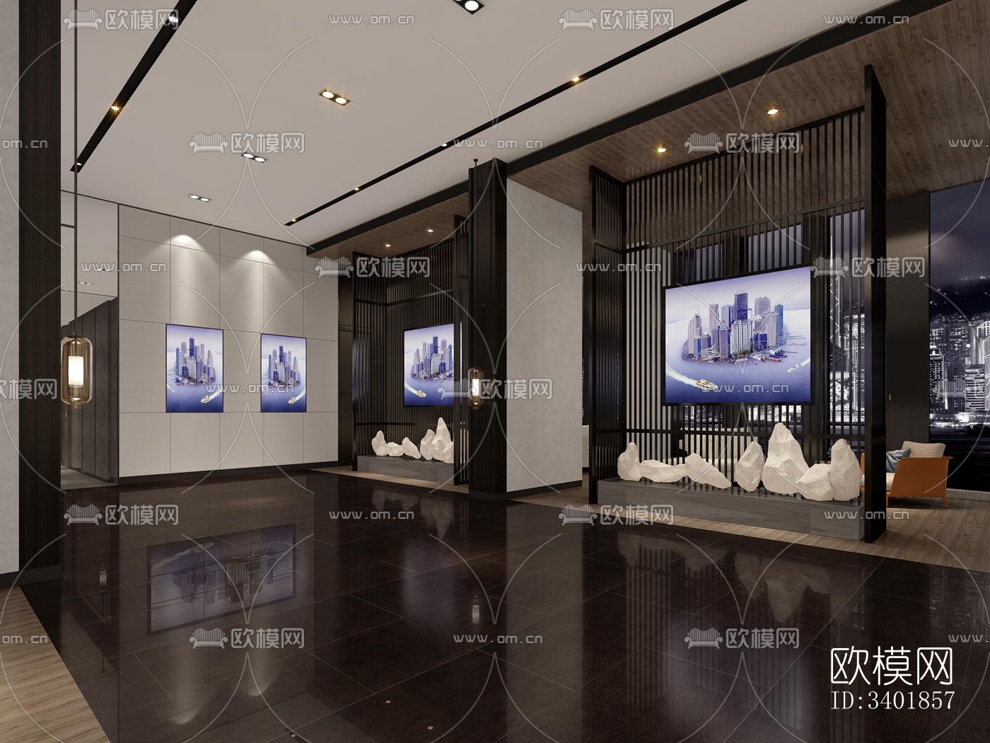 现代大平层效果图下载（渲染图6）