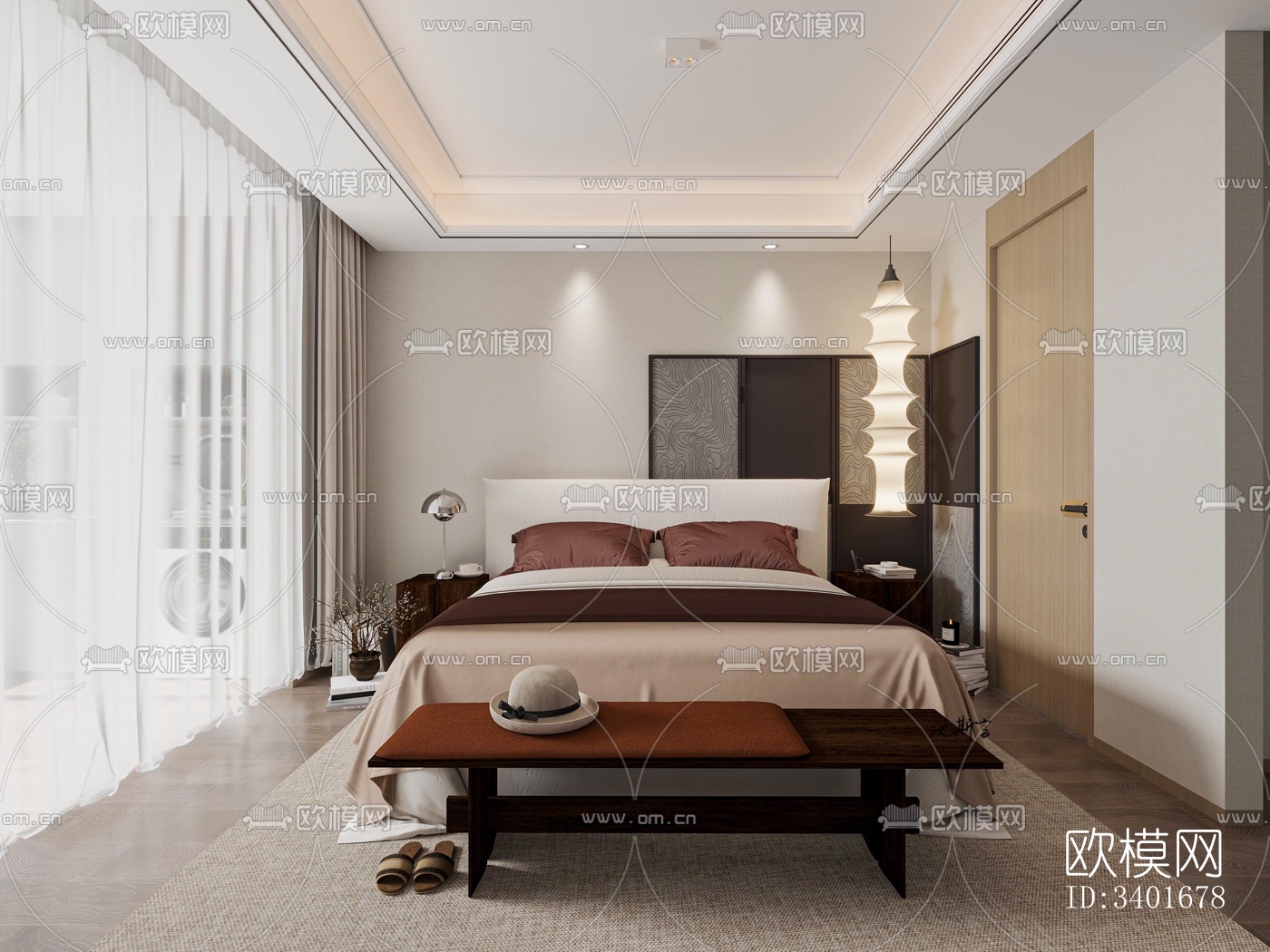 现代大平层效果图下载（渲染图6）