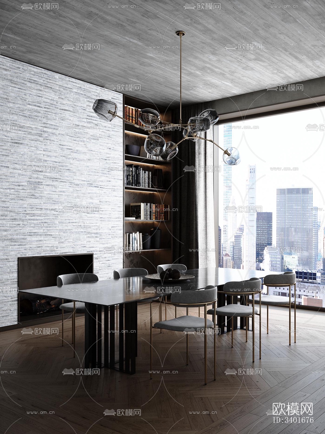 现代大平层效果图下载（渲染图6）