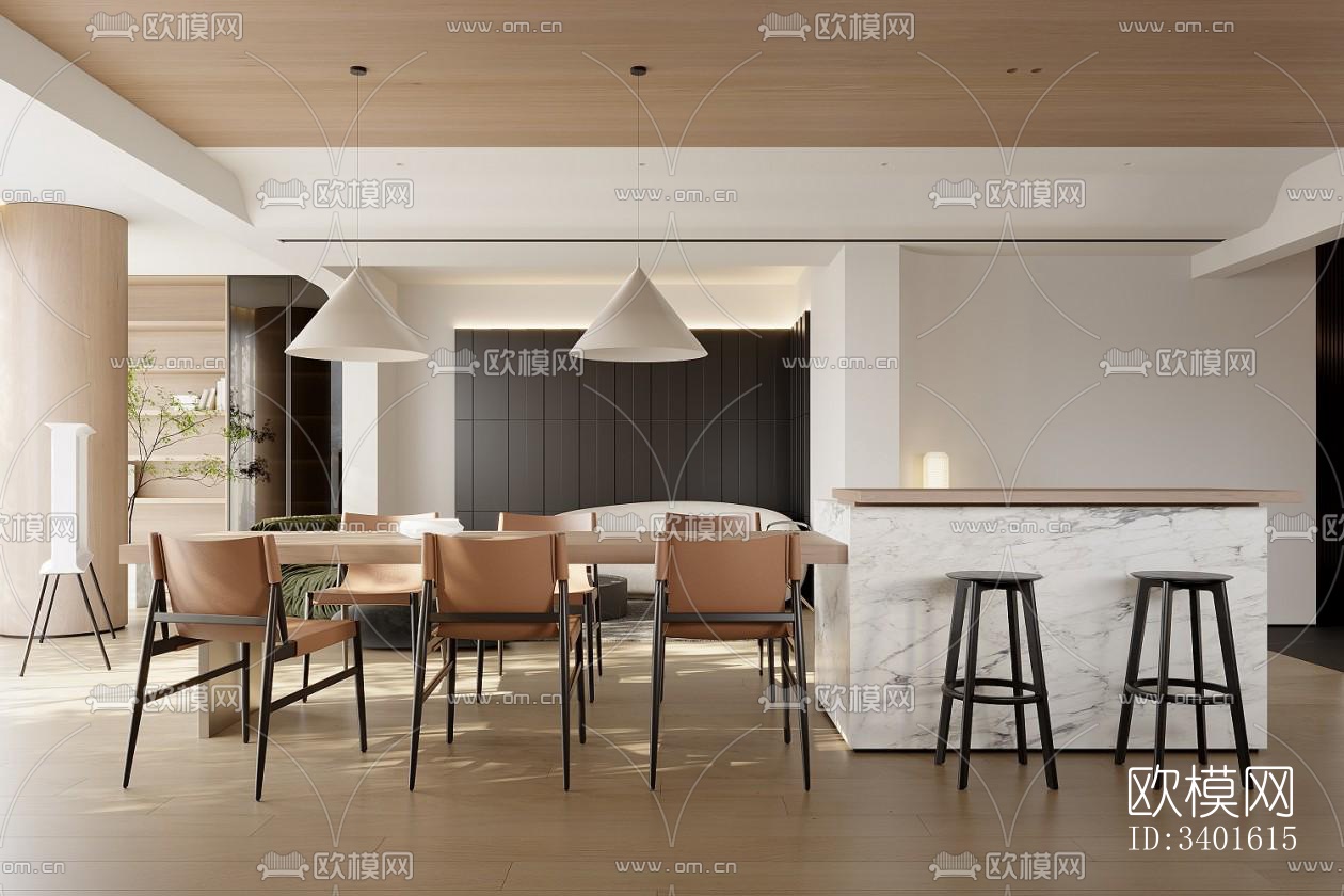 现代大平层效果图下载（渲染图7）