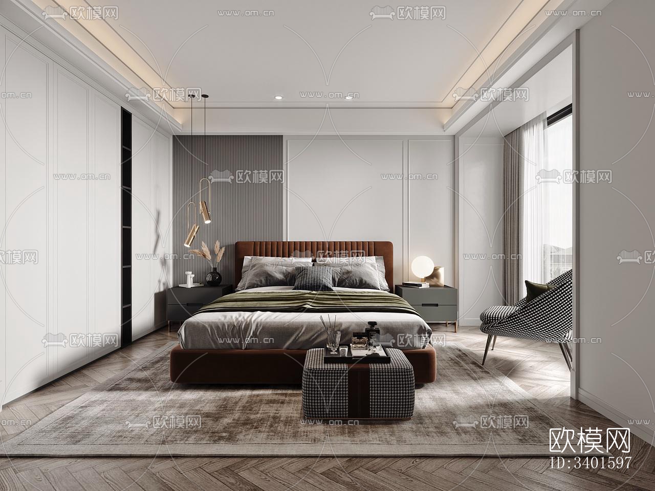 现代大平层效果图下载（渲染图9）