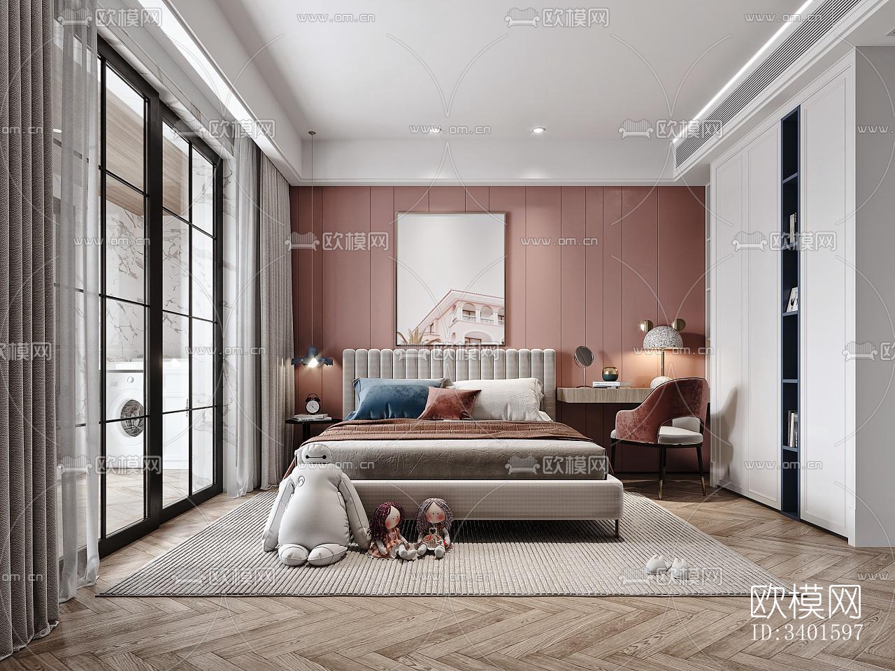 现代大平层效果图下载（渲染图3）