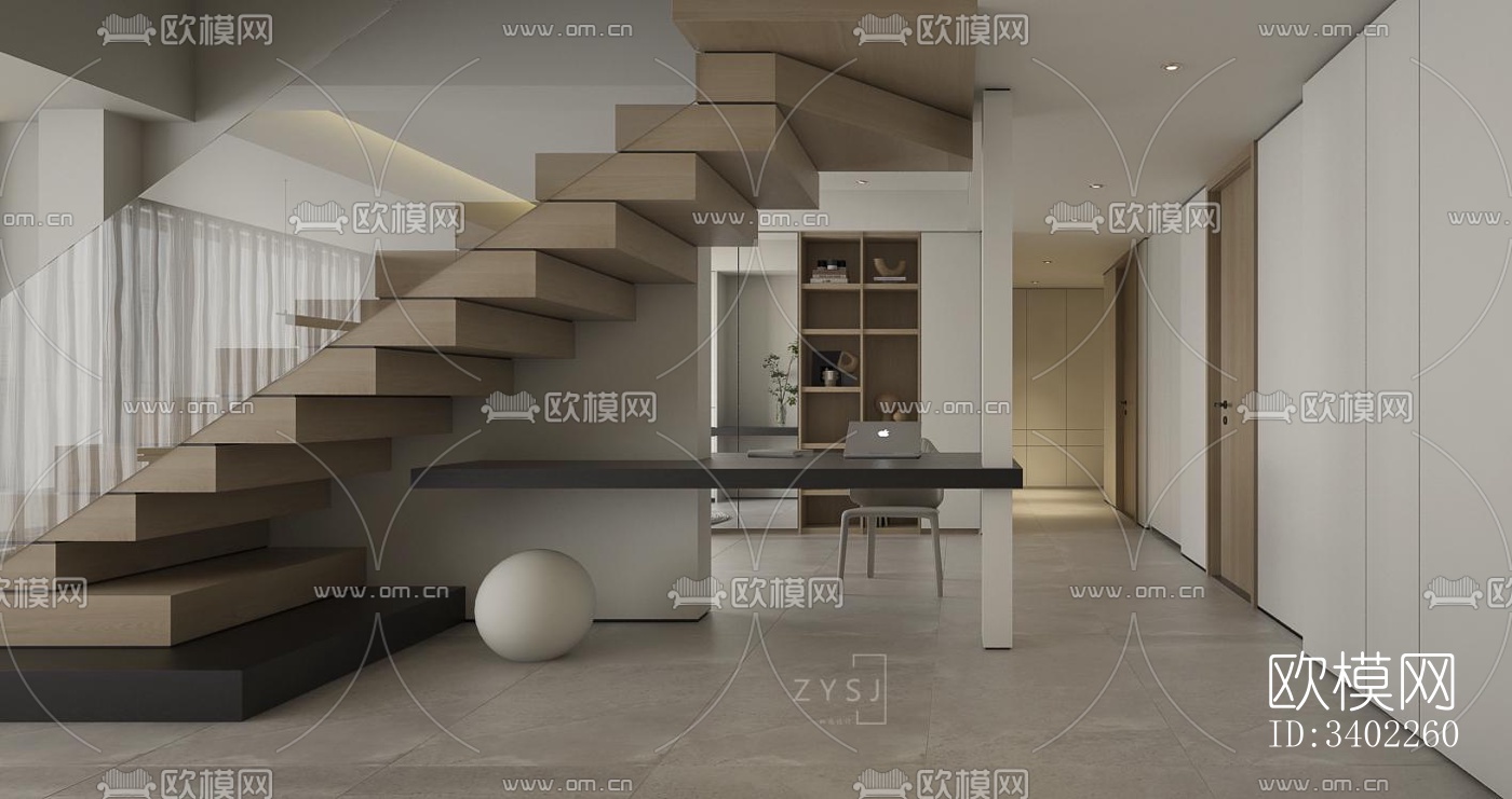 现代大平层效果图下载（渲染图14）