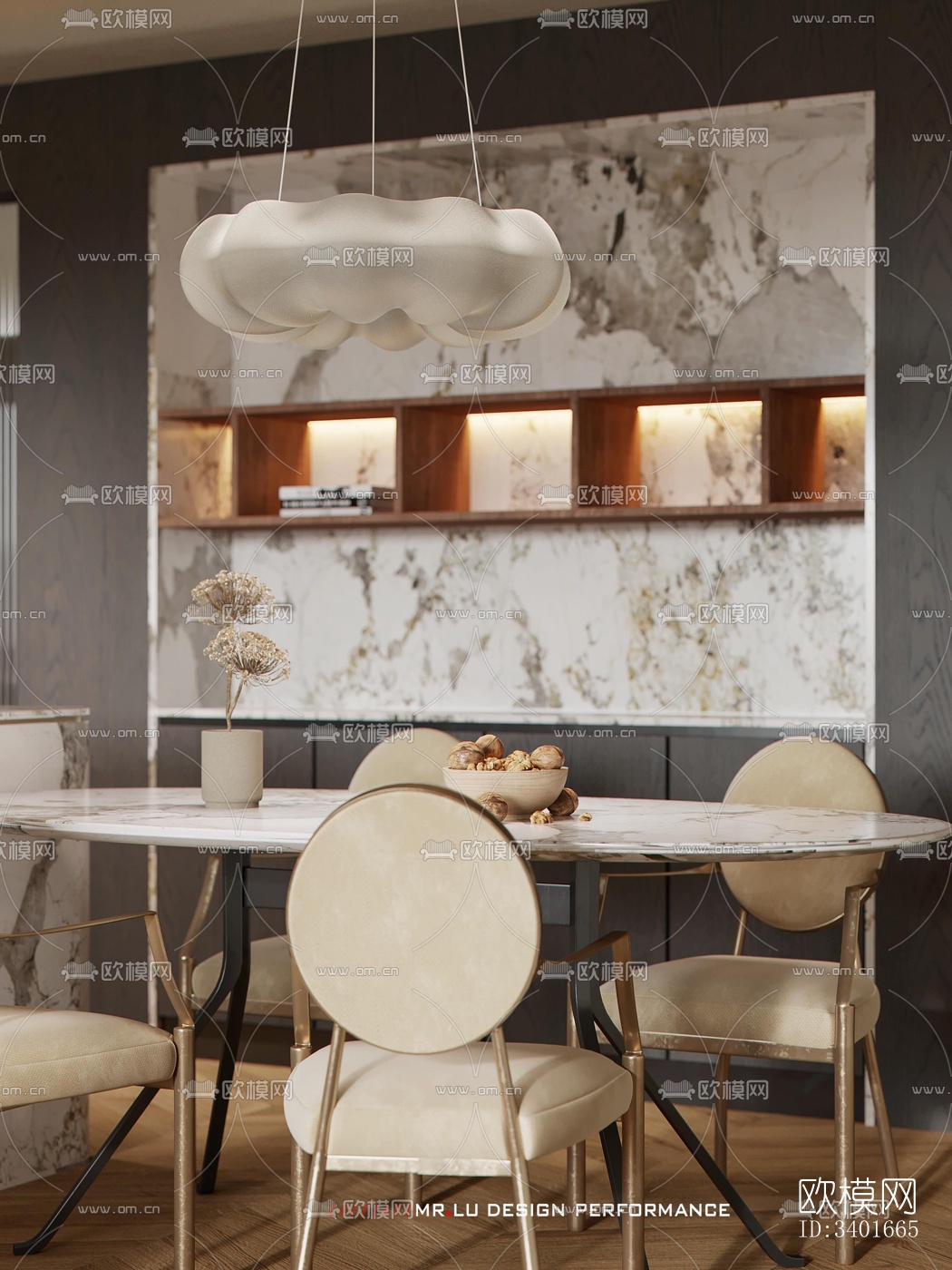 现代大平层效果图下载（渲染图3）