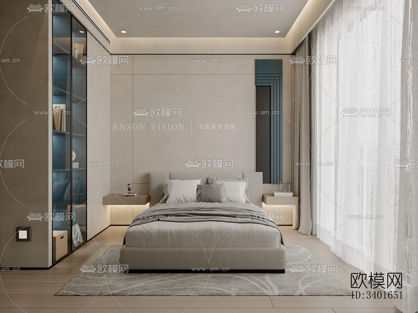 现代大平层效果图下载（渲染图16）